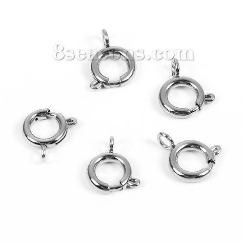 304ステンレス鋼 スプリングリングクラスプ シルバートーン 8mm x 5mm、 5 個 の画像