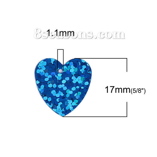 Image de Paillettes en Plastique Forme Cœur Couleur au Hasard 17mm x 17mm , 2000 Pcs