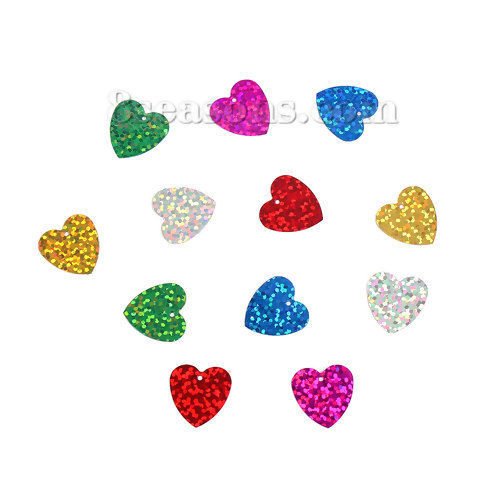 Image de Paillettes en Plastique Forme Cœur Couleur au Hasard 17mm x 17mm , 2000 Pcs