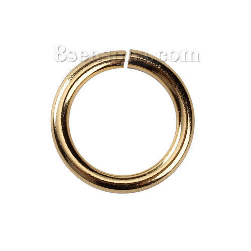 Image de 5 Pcs 15mm Dia, 2mm(taille 12) Anneaux de Jonction pour la Fabrication de Bijoux Ouvert en Acier Inoxydable Doré Rond