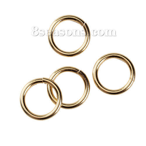 Image de 5 Pcs 15mm Dia, 2mm(taille 12) Anneaux de Jonction pour la Fabrication de Bijoux Ouvert en Acier Inoxydable Doré Rond