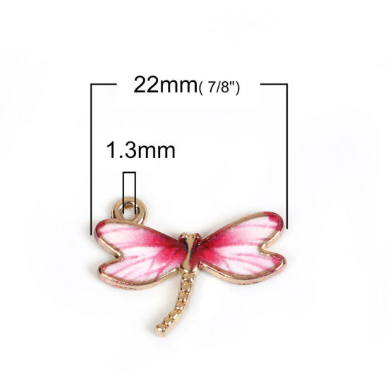 Immagine di Lega di Zinco Charms Libellula Bianco Rosso Prugna Smalto 22mm x 17mm , 10 Pz