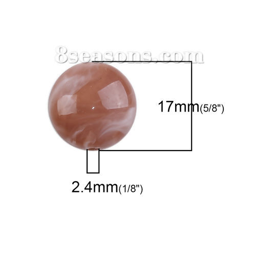 Image de Perles en Acrylique Rond Café Clair Effet Marbré 17mm Dia, Taille de Trou: 2.4mm, 30 Pcs