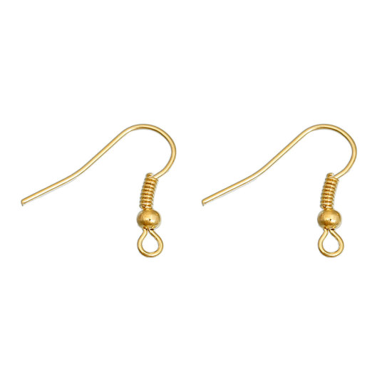 亜鉛合金 イヤリング部品フック 曲げ 金メッキ 18mm x 19mm、 ワイヤーサイズ:（22ゲージ）、200 PCs の画像