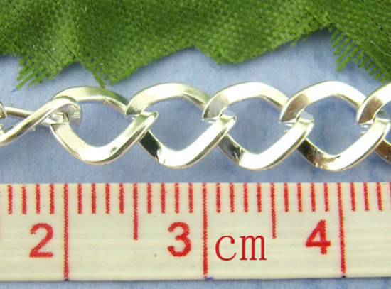2 メートル 合金 喜平チェーン 銀メッキ 8x7mm、 の画像