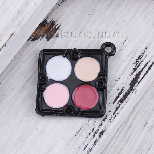 Imagen de Zamak Maquillaje Colgantes Charms Diamond Negro Multicolor (Apta ss5 Pointed Back Rhinestone) Esmalte 23mm x 21mm, 10 Unidades
