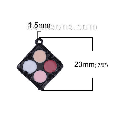 Imagen de Zamak Maquillaje Colgantes Charms Diamond Negro Multicolor (Apta ss5 Pointed Back Rhinestone) Esmalte 23mm x 21mm, 10 Unidades