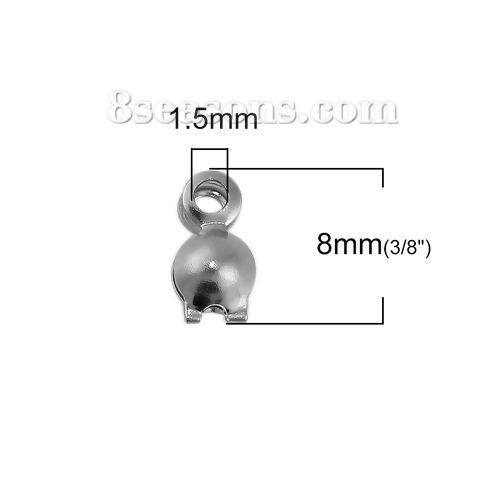 Bild von 304 Edelstahl Quetschkalotten Silberfarbe (Passt 4mm Kugelkette) 8mm x 4mm, 50 Stück