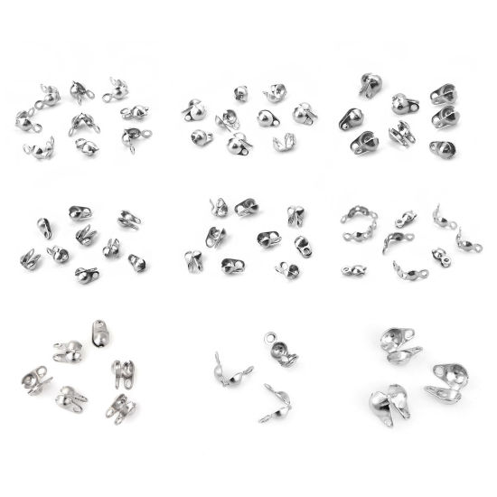 Bild von 304 Edelstahl Quetschkalotten Silberfarbe (Passt 4mm Kugelkette) 8mm x 4mm, 50 Stück