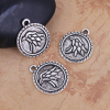 Picture of Zinc Based Alloy Eagle Jewelry Charms Round Disc Antique Silver Color 21mm( 7/8") x 18mm( 6/8"), 20 PCs
