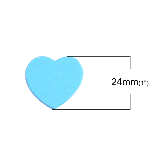 ウッド ビーズ ハート  ランダムな色 約 24mm x 21mm、 穴：約 5.4mm、 100 個 の画像