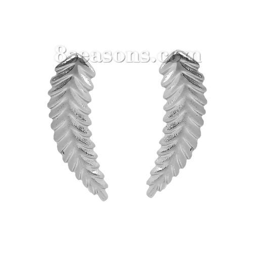 Image de Bague Clips d'Oreilles Sans Perçage Argent Mat Feuille 20mm x 6mm, 5 Paires