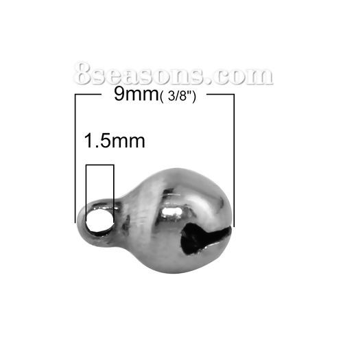 真鍮 チャーム クリスマス・ジャラジャラベル シルバートーン 9mmx 6mm、 200 個 の画像