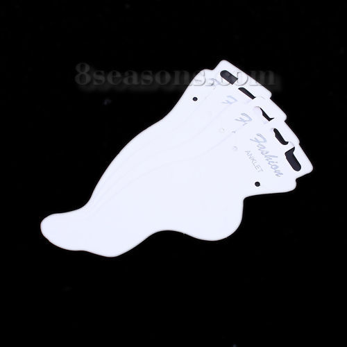 Picture of Paper Jewelry Anklet Display Card White 15.5cm(6 1/8") x 4.8cm(1 7/8"), 50 PCs