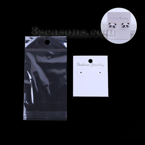 Picture of Paper Jewelry Earrings Display Card White 60mm(2 3/8") x 50mm(2"), 50 PCs