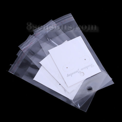 Picture of Paper Jewelry Earrings Display Card White 60mm(2 3/8") x 50mm(2"), 50 PCs