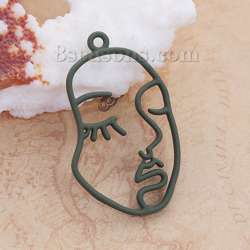 Image de Pendentifs en Alliage de Zinc Face Masque Vert 38mm x 22mm, 5 Pcs