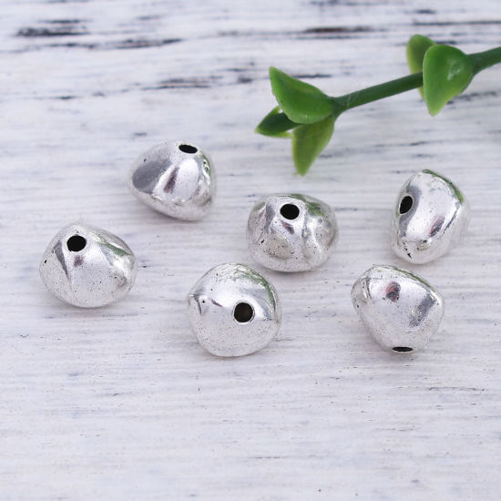 Immagine di Lega di Zinco Perline Cuore Argento Antico Come 10mmx 9mm, Foro: circa 1.1mm, 50 Pz