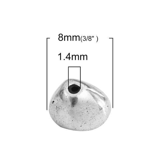 Immagine di Lega di Zinco Perline Cuore Argento Antico Come 10mmx 9mm, Foro: circa 1.1mm, 50 Pz