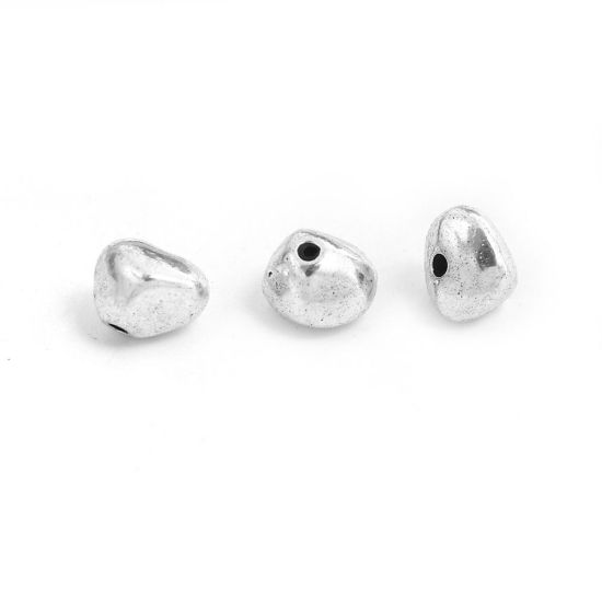Immagine di Lega di Zinco Perline Cuore Argento Antico Come 10mmx 9mm, Foro: circa 1.1mm, 50 Pz