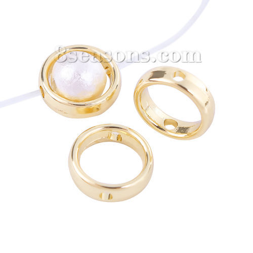 Image de Cadres de Perles en Alliage de Zinc Forme Annulaire, Doré, (Perle Convenable: 8mm) Diamètre: 12mm, 10 Pcs