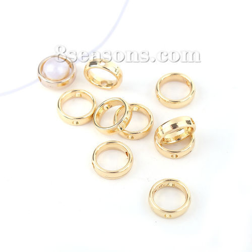 Image de Cadres de Perles en Alliage de Zinc Forme Annulaire, Doré, (Perle Convenable: 8mm) Diamètre: 12mm, 10 Pcs
