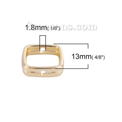 Picture of Zinc Based Alloy Beads Frames Square Gold Plated (Fits 8mm Beads) 13mm x 13mm, 10 PCs