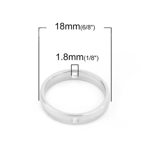 Imagen de Marcos de Cuentas Zamak de Anillo , Tono de Plata (Adap 14mm Cuentas) 18mm Diámetro, 10 Unidades