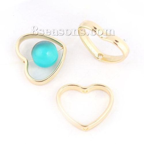 Picture of Zinc Based Alloy Beads Frames Heart Gold Plated (Fits 12mm Beads) 20mm x 17mm, 10 PCs