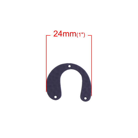 Bild von Zinklegierung Gehämmert Verbinder U-Form Schwarz 24mm x 20mm, 10 Stück