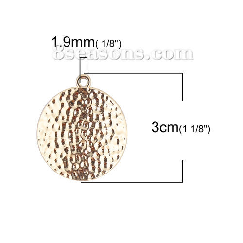 Image de Breloque Martelage en Alliage de Zinc Rond Doré 30mm x 26mm, 10 Pcs