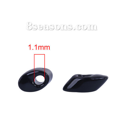 （日本輸入） ガラス ロングマガ玉ビーズ 黒 光沢ある 8mm x 4mm - 7.5mm x4mm、 穴: 約 1.3mm、 10 グラム (約 8 個/グラム) の画像