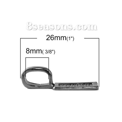 Picture of Zinc Based Alloy Glue on Bail Charms Rectangle Gunmetal 26mm x 8mm, 50 PCs