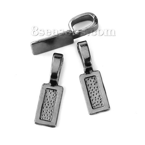 Picture of Zinc Based Alloy Glue on Bail Charms Rectangle Gunmetal 26mm x 8mm, 50 PCs
