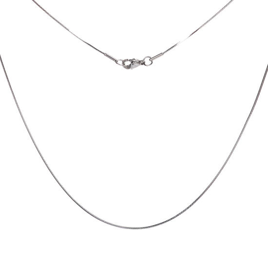 Image de Colliers En Gros Argent Mat en 304 Acier Inoxydable, Chaîne Maille Serpent, Unisexe Minimaliste Cadeau Bijoux pour Détaillants 45.5cm long, Taille de la Chaîne: 1mm, 1 Pièce