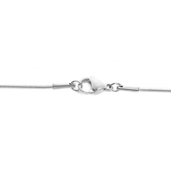 Image de Colliers En Gros Argent Mat en 304 Acier Inoxydable, Chaîne Maille Serpent, Unisexe Minimaliste Cadeau Bijoux pour Détaillants 45.5cm long, Taille de la Chaîne: 1mm, 1 Pièce