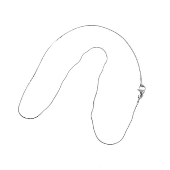 Image de Colliers En Gros Argent Mat en 304 Acier Inoxydable, Chaîne Maille Serpent, Unisexe Minimaliste Cadeau Bijoux pour Détaillants 45.5cm long, Taille de la Chaîne: 1mm, 1 Pièce