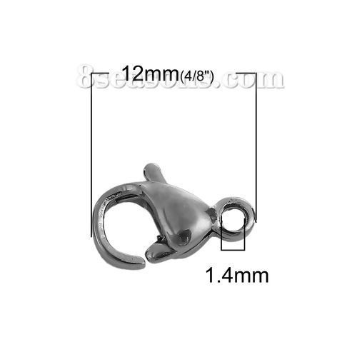 304ステンレス鋼 カニカン シルバートーン 12mm x 7mm、 200 個 の画像
