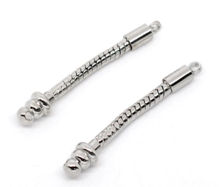 10 PCs Brass European Style Snake Chain Earring Components Silver Tone