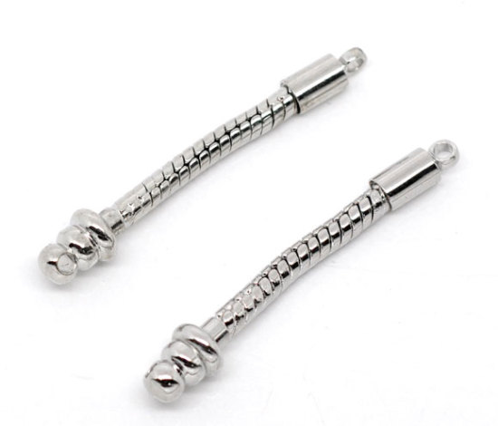 Image de 5 paires Pendants d'oreilles sans crochets Couleur argent. pour European 40mm