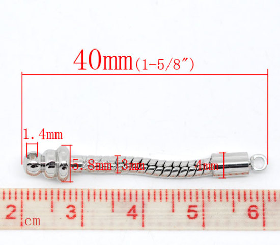 Image de 5 paires Pendants d'oreilles sans crochets Couleur argent. pour European 40mm