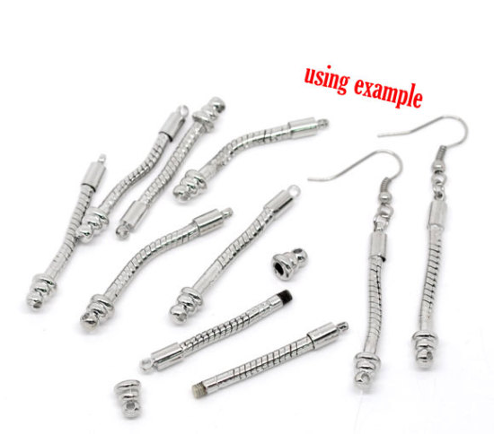 Image de 5 paires Pendants d'oreilles sans crochets Couleur argent. pour European 40mm