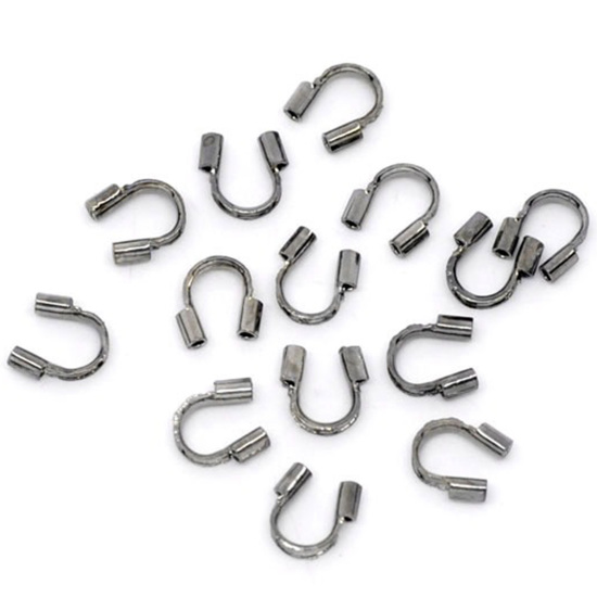 Image de 200 Pcs Fermoirs Forme Arc en Laiton (Sans Plomb & Nickel) Arc Gun Métal 5mm x 5mm