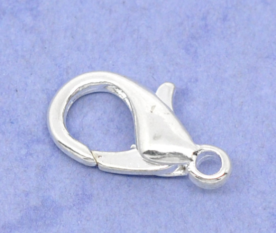 Image de Fermoir Mousqueton en Alliage de Zinc Argenté 14mm x 8mm, 50 Pcs