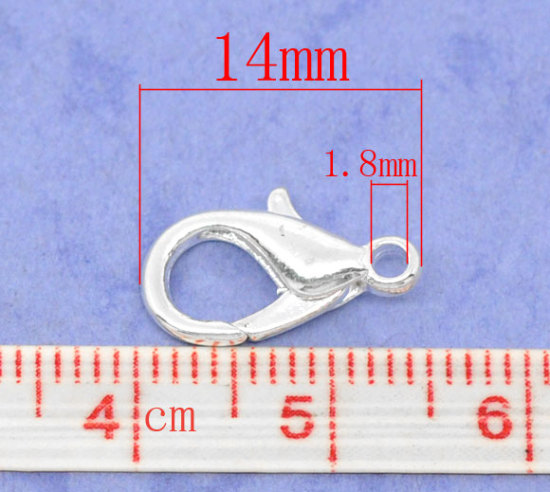 Image de Fermoir Mousqueton en Alliage de Zinc Argenté 14mm x 8mm, 50 Pcs
