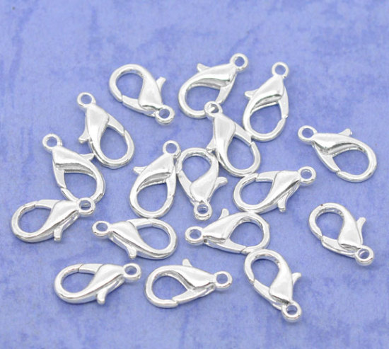 Image de Fermoir Mousqueton en Alliage de Zinc Argenté 14mm x 8mm, 50 Pcs
