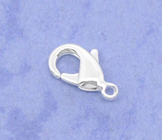 Image de Fermoir Mousqueton en Laiton Argenté 12mm x 7mm, 50 Pcs