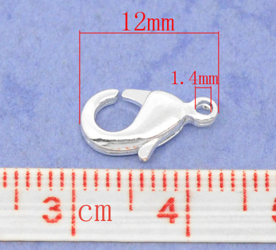 Image de Fermoir Mousqueton en Laiton Argenté 12mm x 7mm, 50 Pcs