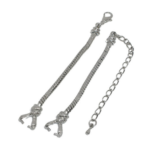Image de Chaîne pour Cadran de Montre en Laiton Argent Mat 7.5cm 8.5cm, 2 Sets