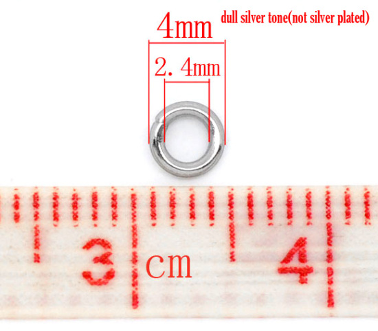 500 個 4mm 直径、 0.8mm（20号） 304ステンレス鋼 丸カン 丸カン シルバートーン 円形 の画像